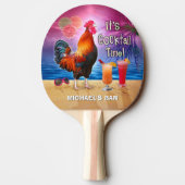 おもしろいなオンドリの鶏のカクテルの熱帯ビーチの名前 卓球ラケット (裏面)