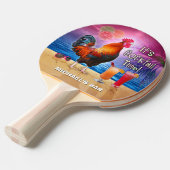 おもしろいなオンドリの鶏のカクテルの熱帯ビーチの名前 卓球ラケット (正面アングル)