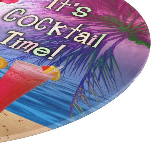 おもしろいなオンドリの鶏のカクテルの熱帯ビーチの海 カッティングボード (角)