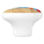 おもしろいなオンドリの鶏のカクテルの熱帯ビーチの海 セラミックノブ (側面)