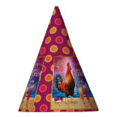 おもしろいなオンドリの鶏のカクテルの熱帯ビーチの海 パーティーハット (右)