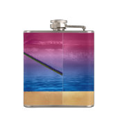 おもしろいなオンドリの鶏のカクテルの熱帯ビーチの海 フラスク (裏面)