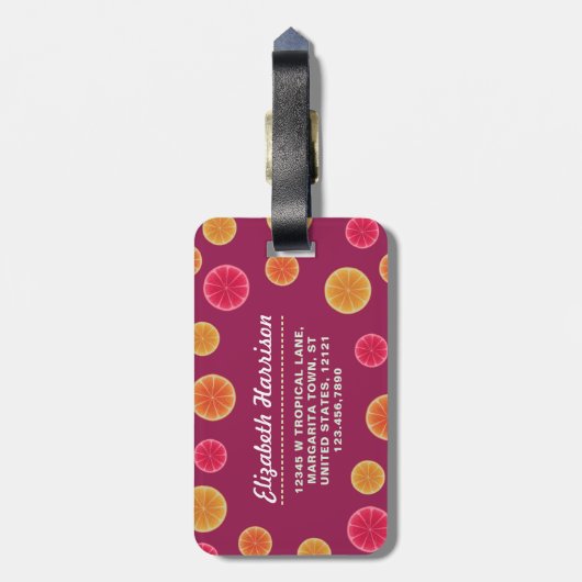 おもしろいなオンドリの鶏のカクテルの熱帯ビーチの海 ラゲッジタグ (裏面縦)