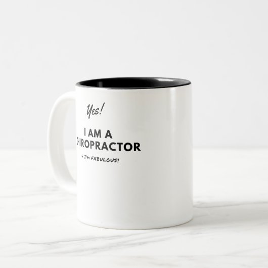 おもしろいなカイロプラクターのはっきりしたな白黒かわいい ツートーンマグカップ (正面左)