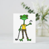 おもしろいなカエルのゴルフをする芸術 ポストカード (スタンド正面)