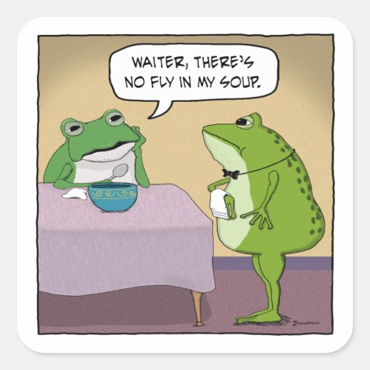 おもしろいなカエルは私のスープのはえについて不平を言いません スクエアシール (正面)