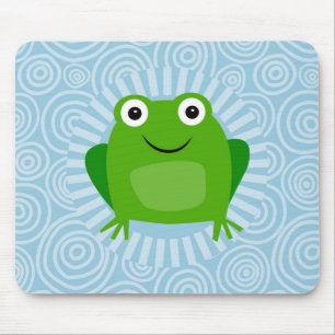 おもしろいなカエル-青のかわいいFroggy マウスパッド