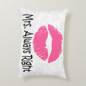 おもしろいなカップルのクッション、氏権利、右の夫人常に アクセントクッション (裏面(縦))