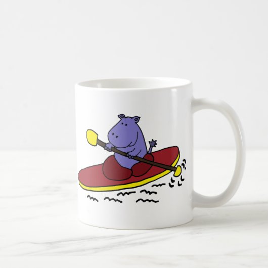 おもしろいなカバのカヤックを漕ぐ漫画 コーヒーマグカップ (右)