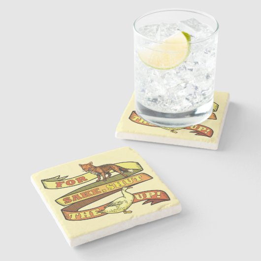 おもしろいなキツネのアヒル動物のしゃれ ストーンコースター (横)