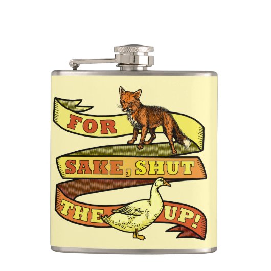 おもしろいなキツネのアヒル動物のしゃれ フラスク (正面)