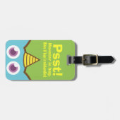 おもしろいなキャプションのかわいく青いモンスター ラゲッジタグ (正面横)