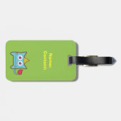 おもしろいなキャプションのかわいく青いモンスター ラゲッジタグ (裏面横)