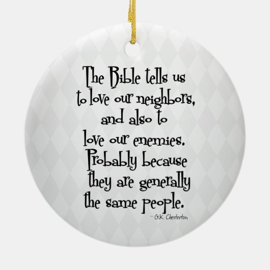 おもしろいなキリスト教の宗教引用文GK Chesterton セラミックオーナメント (裏面)
