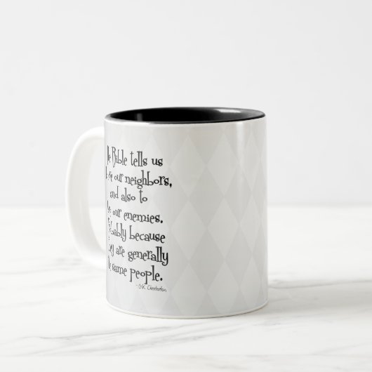 おもしろいなキリスト教の宗教引用文GK Chesterton ツートーンマグカップ (正面左)