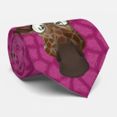おもしろいなキリンのピンクのフェイクな動物の毛皮のタイ ネクタイ (ロール)
