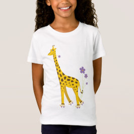 おもしろいなキリンのローラースケートで滑る Tシャツ