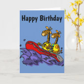 おもしろいなキリンの川いかだで運ぶ漫画 カード (黄色い花)