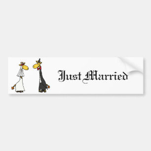 おもしろいなキリンの新郎新婦の結婚式の漫画 バンパーステッカー
