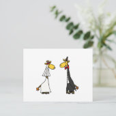 おもしろいなキリンの新郎新婦の結婚式の漫画 ポストカード (スタンド正面)