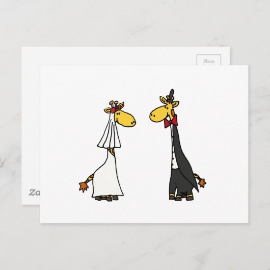 おもしろいなキリンの新郎新婦の結婚式の漫画 ポストカード (正面/裏面)