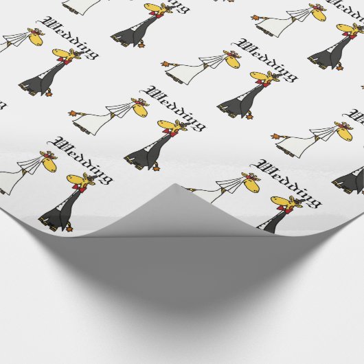 おもしろいなキリンの新郎新婦の結婚式の漫画 ラッピングペーパー (角)