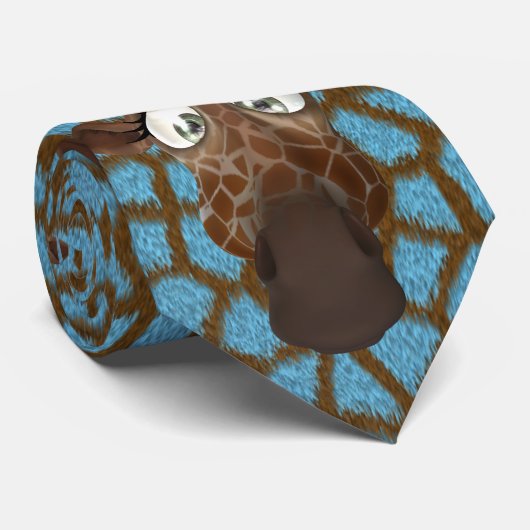 おもしろいなキリンの青くフェイクな動物の毛皮のタイ ネクタイ (ロール)