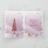 おもしろいなキリン及びピンクのカップケーキのクリスマスカード シーズンカード (内部)