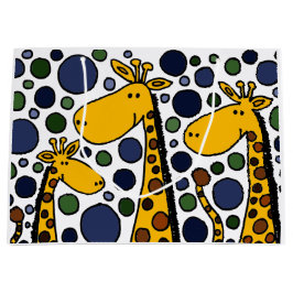 おもしろいなキリン家族の抽象芸術のギフトバッグ ラージペーパーバッグ