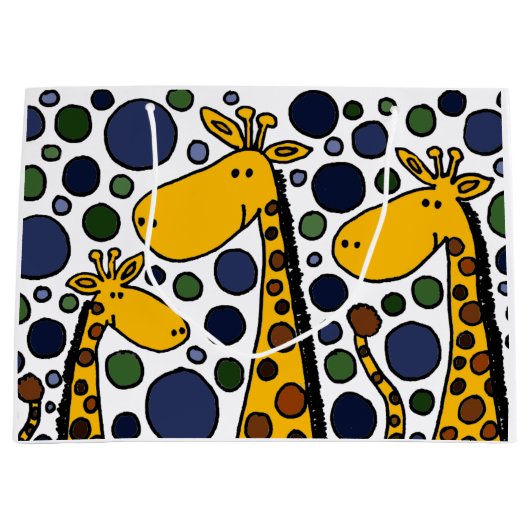 おもしろいなキリン家族の抽象芸術のギフトバッグ ラージペーパーバッグ (正面)