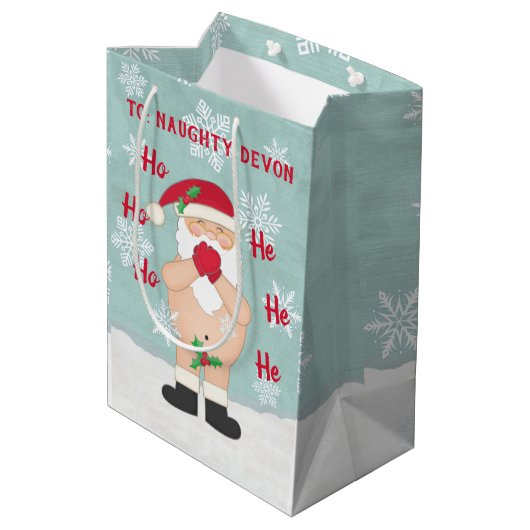 おもしろいなクリスマスかわいくカスタムでいけないサンタ ミディアムペーパーバッグ (裏面アングル)