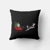 おもしろいなクリスマスのそりおよびハスキーな犬 クッション (裏面)