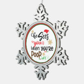 おもしろいなクリスマスのウンチの休日のオーナメント スノーフレークピューターオーナメント (右)