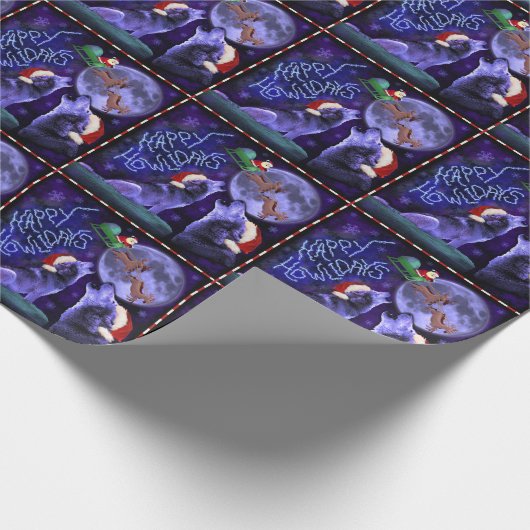 おもしろいなクリスマスのオオカミのしゃれの幸せなHowlidaysのユーモア ラッピングペーパー (角)