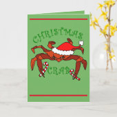 おもしろいなクリスマスのカニのサンタのカニの休日のユーモア カード (黄色い花)
