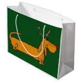 おもしろいなクリスマスのダックスフントのトナカイ ラージペーパーバッグ (裏面アングル)