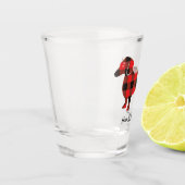 おもしろいなクリスマスのダックスフントのフランネルの格子縞 ショットグラス (左)