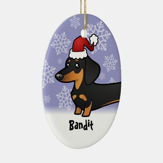 おもしろいなクリスマスのダックスフント(滑らかなコート) セラミックオーナメント (右)