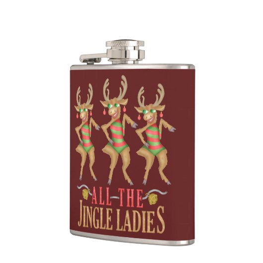 おもしろいなクリスマスのトナカイすべてのジングルの女性 フラスク (左)