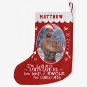 おもしろいなクリスマスのトレーニングの重量挙げのカスタムの写真 スモールクリスマスストッキング (裏面)