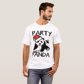 おもしろいなクリスマスのパーティーのパンダ Tシャツ (正面フル)