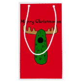 おもしろいなクリスマスのピクルスのアメリカヘラジカの漫画 スモールペーパーバッグ (裏面)