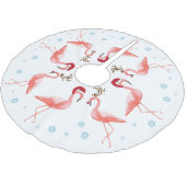 おもしろいなクリスマスのフラミンゴのサンタのトナカイのコスチューム ブラッシュドポリエステルツリースカート (アングル)