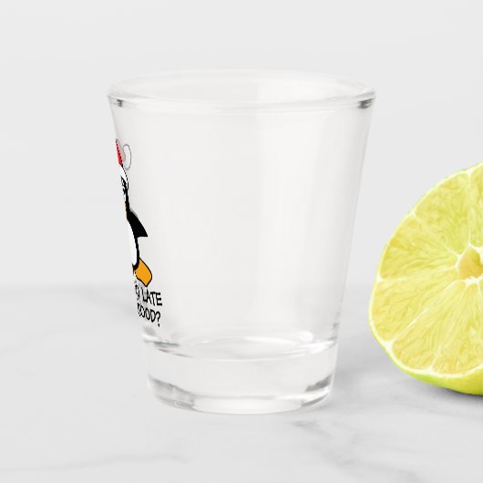 おもしろいなクリスマスのペンギンは遅いそれ余りによいためにです ショットグラス (右)