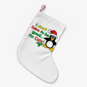 おもしろいなクリスマスのペンギン私はかわいいです! スモールクリスマスストッキング (正面 (吊り時))