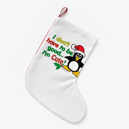 おもしろいなクリスマスのペンギン私はかわいいです! スモールクリスマスストッキング (正面 (吊り時))