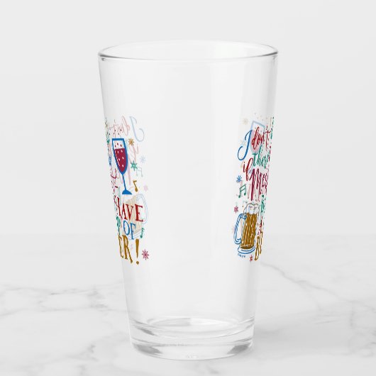 おもしろいなクリスマスのメルローのワインビールユーモアのタイポグラフィ タンブラーグラス (左)