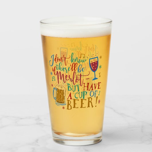 おもしろいなクリスマスのメルローのワインビールユーモアのタイポグラフィ タンブラーグラス (ドリンク正面)