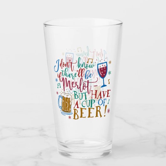 おもしろいなクリスマスのメルローのワインビールユーモアのタイポグラフィ タンブラーグラス (正面)