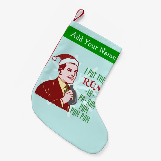 おもしろいなクリスマスのレトロのラム酒の飲む人の休日 スモールクリスマスストッキング (正面 (吊り時))
